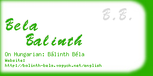 bela balinth business card